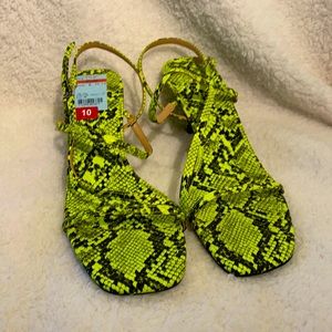 Neon green snakeskin Strappy heels